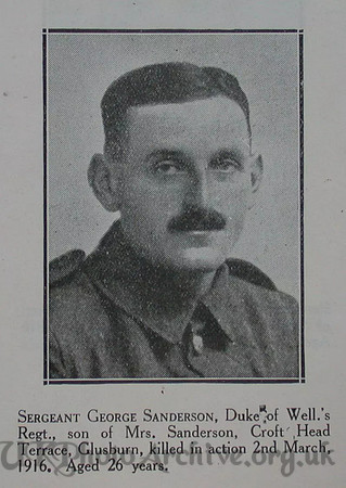 Sanderson G Sergt 9th West Riding Regt Craven Roll Of Honour