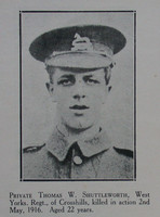 Shuttleworth T W Pte 18th West Yorks Regt Craven Roll Of Honour