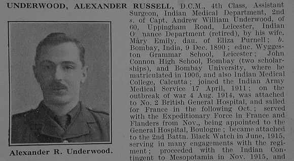 Underwood A R Assistant Surgeon DCM Indian Medical Service Obit Part 1 De Ruvignys Roll Of Honour Vol 5