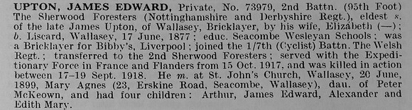 Upton J E Pte 73979 2nd Notts And Derby Regiment
