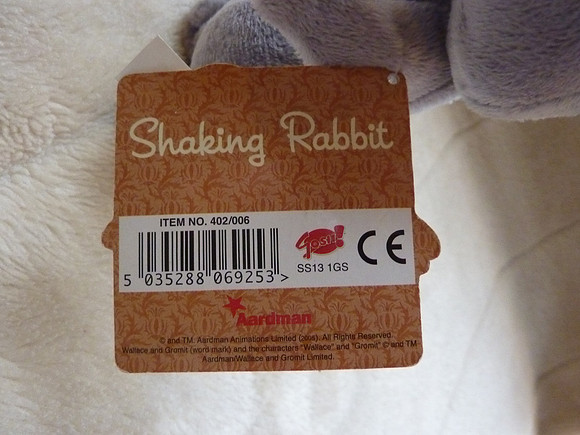 Wallace And Gromit Shaking Rabbit Plush Toy
