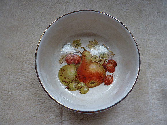 Vintage Elsenham Foods Preserve Dish With Fruit Design