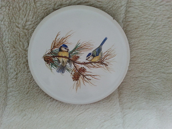 Vintage Blue Tit Porcelain Drinks Coaster