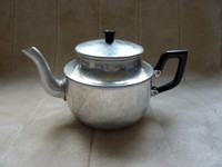 Vintage Aluminium Teapot With Knitted Tea Cosy