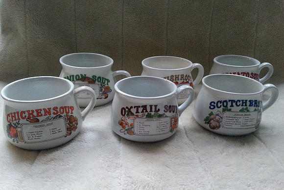 Vintage Retro Soup Recipe Mugs Onion, Chicken Many More