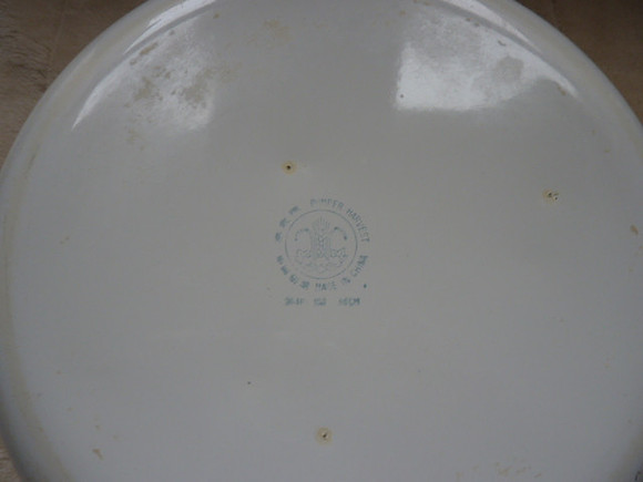 Large Vintage White And Blue Bumper Harvest Enamel Washing Up Bowl