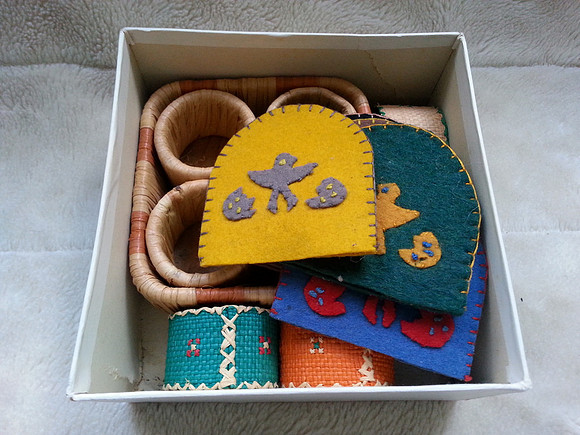Selection Of Retro Kitchen Collectables Napkin Rings And Egg Cosies