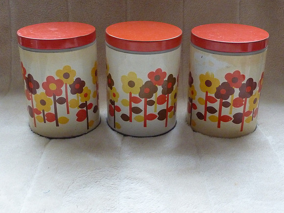 Set Of Three Vintage Retro Kitchen Storage Canisters