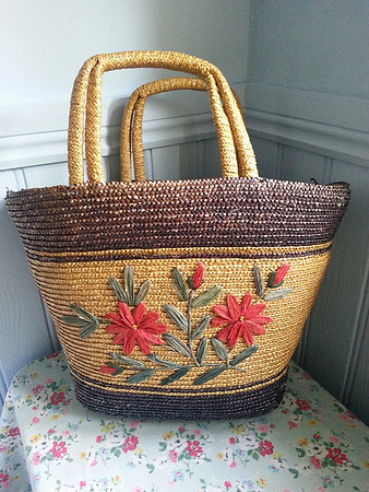 Vintage Floral Shopping Basket Floral Lining