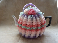 Vintage Aluminium Teapot With Knitted Tea Cosy