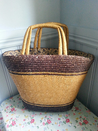 Vintage Floral Shopping Basket Floral Lining