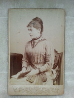 Original Cabinet Photo Young Woman With Book Taken In Praha Prague c.1880s