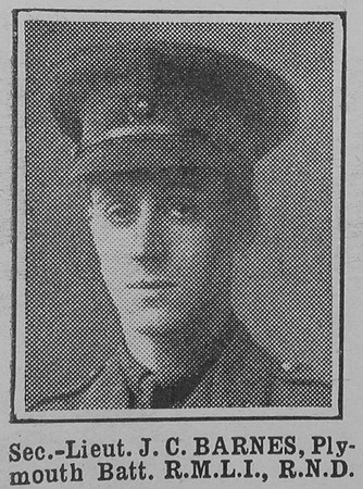 Barnes J C 2nd Lt Plymouth Btn Royal Marine Light Infantry