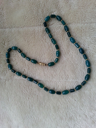 Vintage Jade Green Glass Bead Necklace