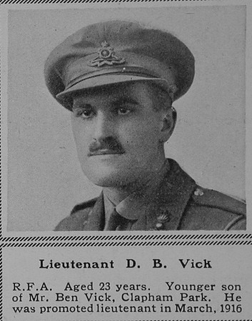 Vick D B Lt Royal Field Artillery The Sphere 12th Aug 1916