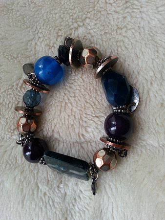 Chunky Faceted Bead And Lucite Bracelet