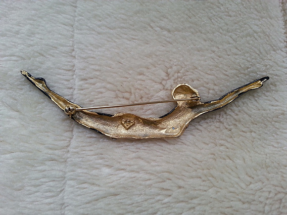 Vintage 1980's Art Deco Style Brooch Enamel Woman Diving Brooch By Jem
