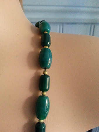 Vintage Jade Green Glass Bead Necklace