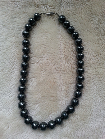 Vintage Heavy Dark Grey Bead Necklace
