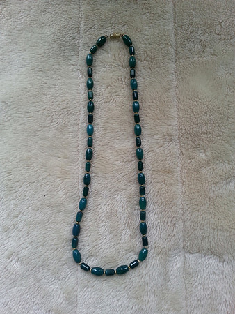 Vintage Jade Green Glass Bead Necklace