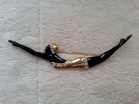 Vintage 1980's Art Deco Style Brooch Enamel Woman Diving Brooch By Jem