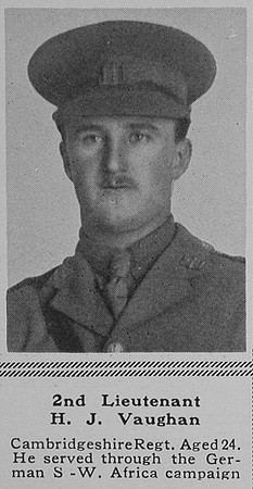 Vaughan H J 2nd Lt 1st Cambridgeshire Regiment The Sphere 29th July 1916
