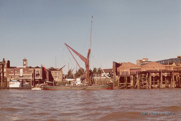 A Thames Barge At Wapping 1970s