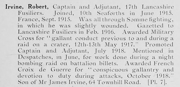 Irvine R Captain MC 17th Lancashire Fusiliers Photo Availabe Plate 7