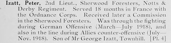 Izatt P 2nd Lt Notts and Derby Regiment Photo Available Plate 4