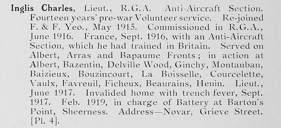 Inglis C Lt Royal Garrison Artillery Photo Available Plate 4