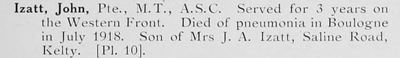 Izatt J Pte Army Service Corps Photo Available Plate 10