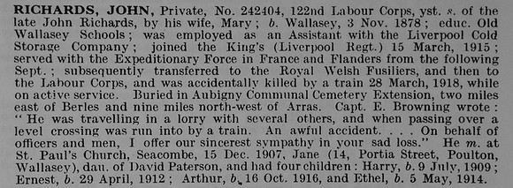 Richards J Pte 242404 Labour Corps