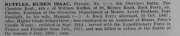 Ruffles R I Pte 9th Cheshire Regiment