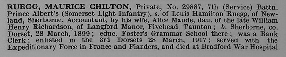 Ruegg M C Pte 29887 7th Somerset Light Infantry Obit Part 1