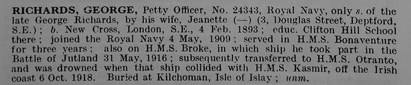 Richards G Petty Officer 24343 Royal Navy