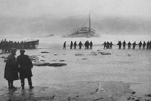 Life Guards Trying To Get A Line To The Hospital Ship Rohilla Sinking off the Whitby Coast 30th October 1914