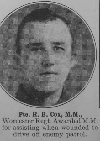 Cox R B Pte MM Worcestershire Regiment The War Illustrated Vol 9