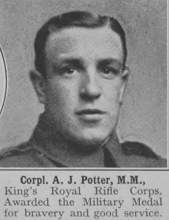 Potter A J Cpl MM Kings Royal Rifle Corps The War Illustrated Vol 9