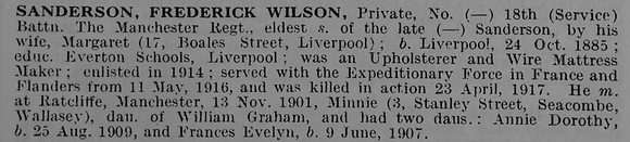 Sanderson F W Pte 18th Manchester Regiment