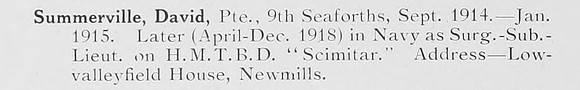Summerville D Pte 9th Seaforth Highlanders