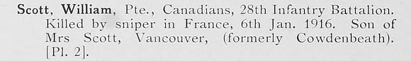Scott W Pte 28th Canadian Infantry Photo Available Plate 2