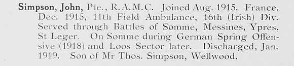 Simpson J Pte Royal Army Medical Corps