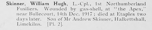 Skinner W H LCpl 1st Northumberland Fusiliers Photo Available Plate 2