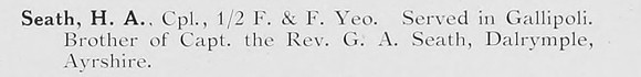 Seath H A Cpl Fife And Forfar Yeomanry
