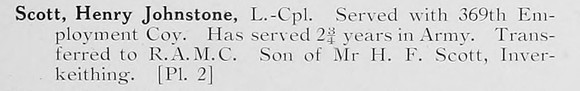 Scott H J LCpl Royal Army Medical Corps Photo Available Plate 2