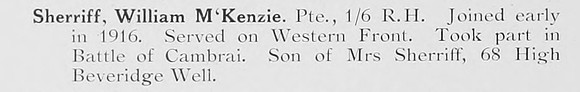 Sherriff W M Pte 6th Black Watch