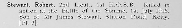 Stewart R 2nd Lt 1st Kings Own Scottish Borderers Photo Available Plate 3
