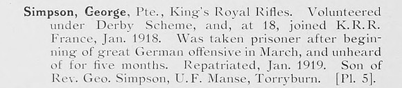 Simpsons G Pte Kings Royal Rifle Corps Photo Available Plate 5