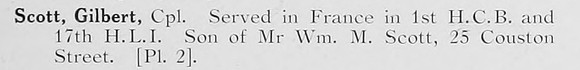 Scott G Cpl 17th Highland Light Infantry Photo Available Plate 2