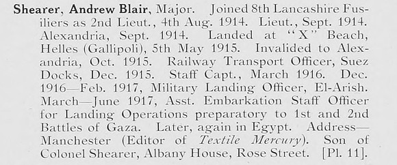 Shearer A B Major 8th Lancashire Fusiliers Photo Available Plate 11